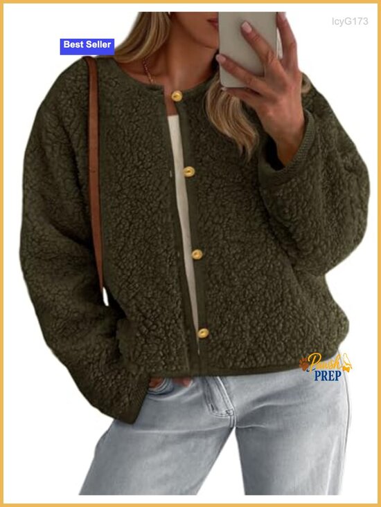 Jackets & Blazers - Faux Fur Cropped Jacket Women Fleece Sherpa Winter Coat Long Sleeve